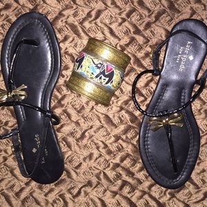 Black and Gold Kate Spade Sandals gently used